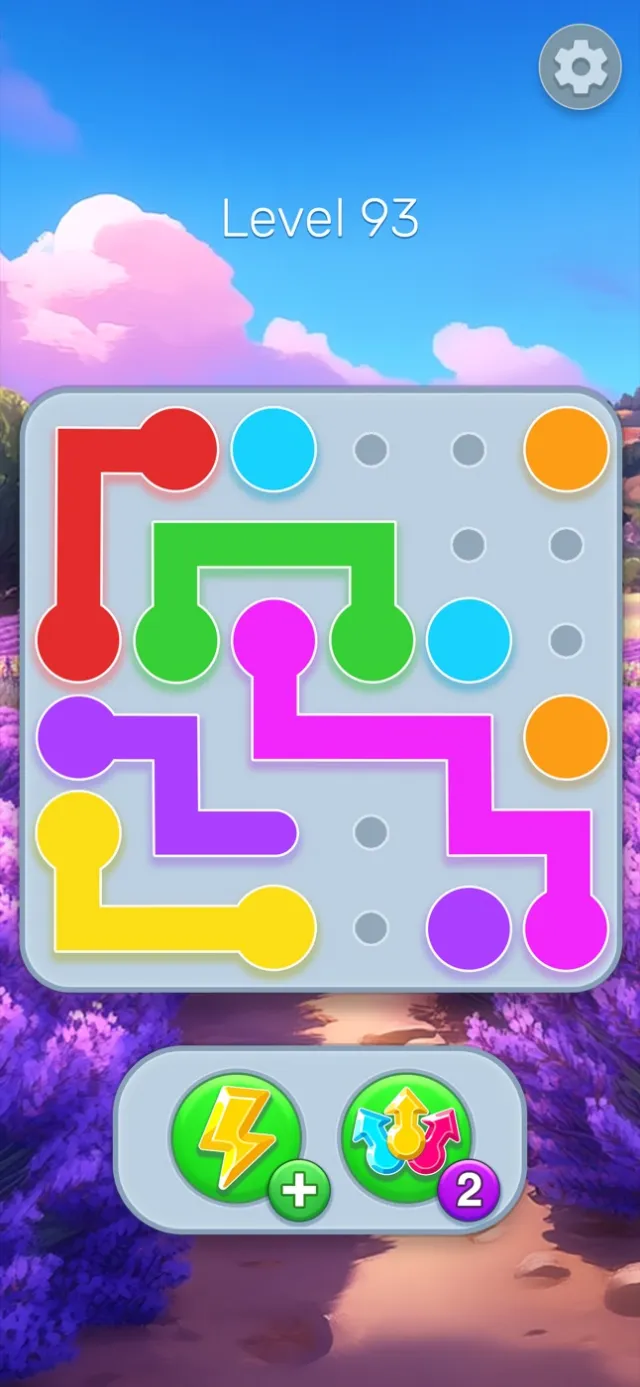 Level 93: a puzzle board over a field of lavender